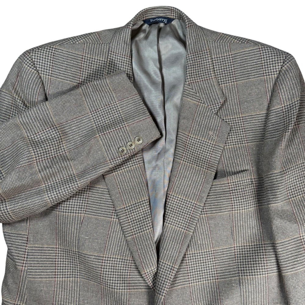 Burberrys Glen Plaid Sport Coat Blazer Mens 42R Tan Brown Vintage Wool Jacket